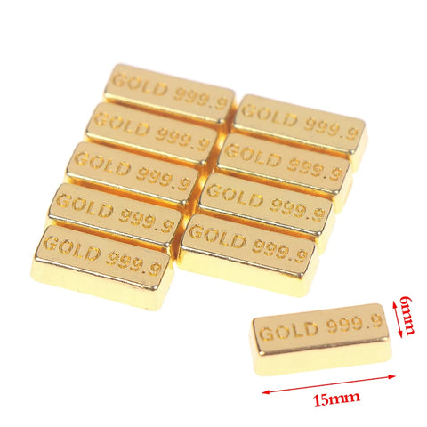 10pc Mini Gold Bars & Coins Set - 1:12 Dollhouse Scale Accessories