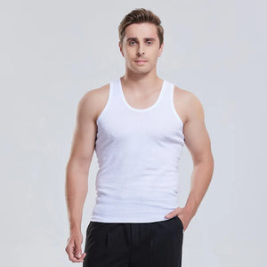 Men's Seamless Sleeveless 100% Cotton Undershirt, Large Size O-Neck, Soft Breathable Summer Singlet T-Shirt
