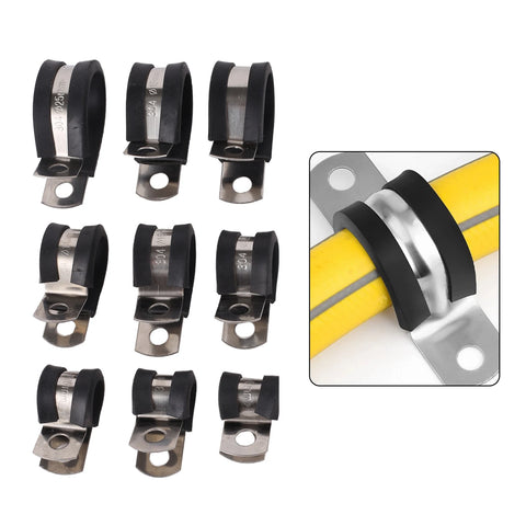 10-Pack Rubber P-Clamps for Cable, Hose & Pipe - Electrical and Plumbing Clips
