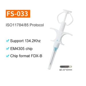 100 Pcs Pet Microchip 134.2kHz FDX-B Animal ID Chip with Syringe, ISO Standard