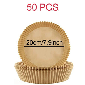 100-Pack Disposable Air Fryer Liners, Nonstick, Greaseproof, Easy Clean, Round Baking Paper