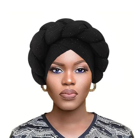 Glitter African Headtie Wraps Women Headscarf Bonnet Wedding Auto Gele Cap Party Headdress Hat
