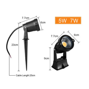 10-Pack LED Garden Lawn Lights Waterproof AC/DC Outdoor Spike Path Spotlights IP65 - 220V/110V/12-24V, 7W/5W