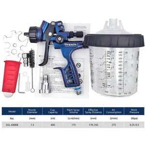 1.3mm Upper Pot Spray Gun for Auto, Furniture, Leather, and Metal - High Atomization, 6800 Gravity Pneumatic Tool