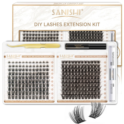 DIY Eyelash Extension Kit: 240 Pieces (9-16mm) & Curler