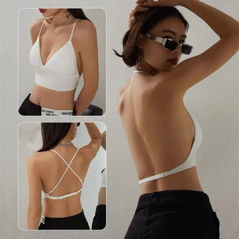 Backless U-Shaped Invisible Wireless Bralette Top - Seamless Silk Lingerie for Summer