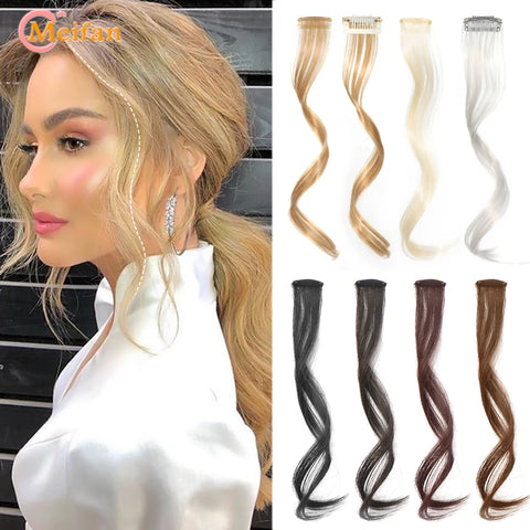 Clip-In Synthetic Long Natural-Look Bangs Hair Extension, Middle Part Fake Fringe for Women