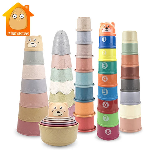 Colorful Baby Stacking Cups Set - Numbers, Nesting, Bath & Sand Play Toy
