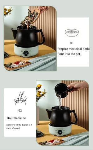 1.8L Smart Electric Ceramic Medicine and Soup Pot with Auto Keep Warm Function