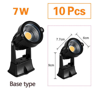 10-Pack LED Garden Lawn Lights Waterproof AC/DC Outdoor Spike Path Spotlights IP65 - 220V/110V/12-24V, 7W/5W