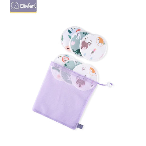 6pc Bamboo Nursing Pads - Reusable, Waterproof, Washable Breast Pads with Laundry Bag for Moms