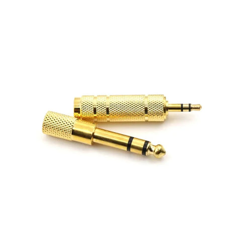 Gold Plated 6.5mm Female to 3.5mm Male Jack & 3.5mm Female to 6.35mm Male Plug Audio Adapter Set