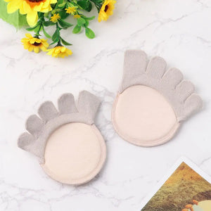 1 Pair Five-Finger Half Cotton Sweat-Absorbent Socks with Silicone Toe Pads for High Heels