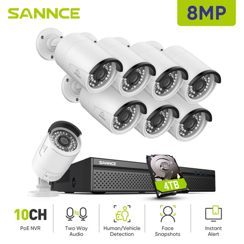 4K Home Security Camera System, Two-Way Audio, Smart IR Night Vision, CCTV Kit, Remote Monitoring