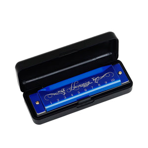 10 Holes 20 Notes C Key Harmonica with Colorful Metal Shell & Box - Educational Toy for Beginners