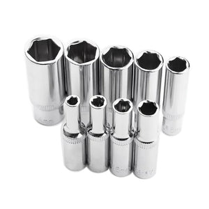 1/4 Inch Drive 6 Point Socket Set, 50mm Long, Sizes 4mm-14mm