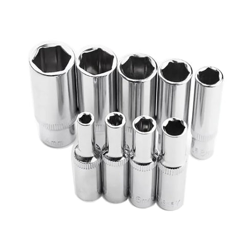 1/4 Inch Drive 6 Point Socket Set, 50mm Long, Sizes 4mm-14mm