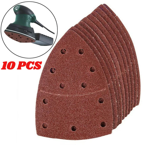 10pcs 11-Hole Triangle Sanding Sheets Hook & Loop 40-2000 Grit Abrasive for Wood