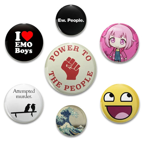 Cute Cat Button Pins: 32/44/58mm Animal Brooch Lapel & Backpack Badge Accessories