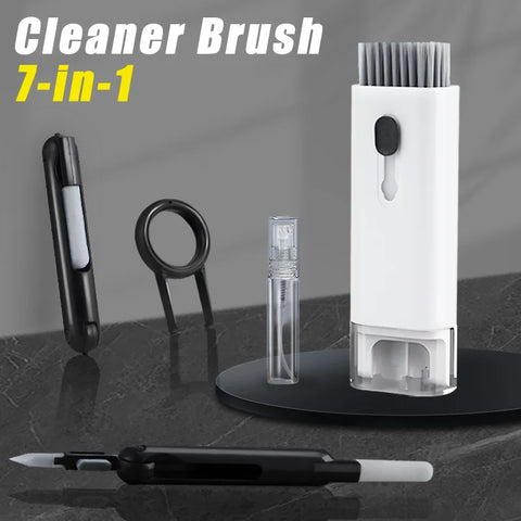 7-in-1 Keyboard Screen Cleaner Kit - Brush, Spray Bottle, Earphones Pen, Keycap Puller Tools
