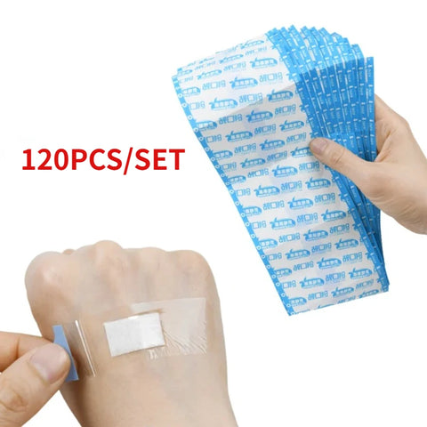 120pcs Waterproof Transparent Bandages Set - Adhesive Wound Dressing Patches for Adults