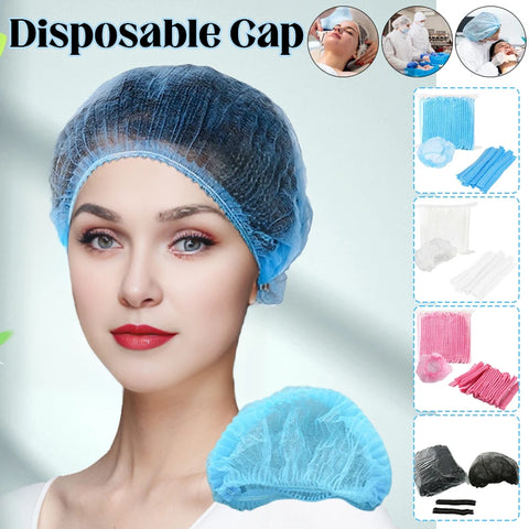 100pcs Disposable Elastic Mesh Caps Non-woven Breathable Hair Nets for Cooking, Food Service, Salon, Spa, Home