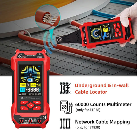 Handheld Underground Cable Locator & Multimeter 3.2" Screen, 60000 Counts for Locating Cables & Pipes in Walls