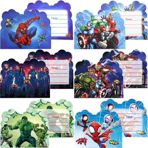 10-Pack Kids Spider Birthday Invitations Party Supplies