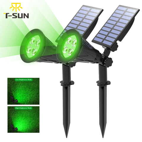 Green LED Solar Spotlight Waterproof Outdoor Garden Wall Lamp 1/2-Pack