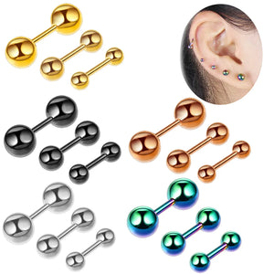 1 Pair Titanium Steel Stud Earrings Small Ball Screws Lip Piercing Body Jewelry for Men