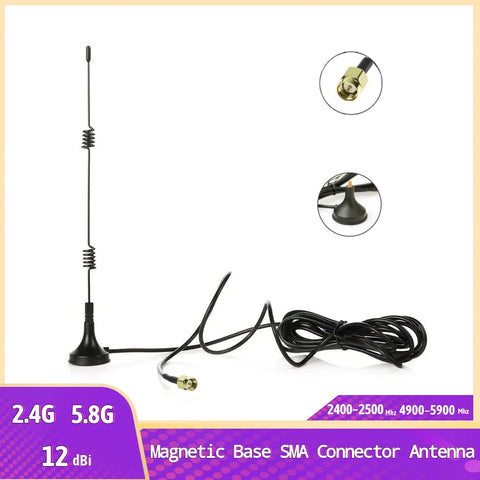 12dBi Magnetic Base Antenna with SMA Male Plug for 2.4G/5G WiFi Router Modem, 3m RG174 Cable