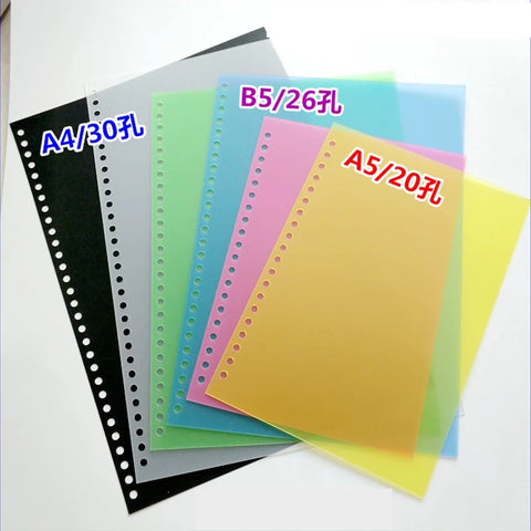 10pcs A4 B5 A5 Matte PVC Loose Leaf Binding Covers 30/26/20 Holes 9.5mm Pitch Plastic Book Covers