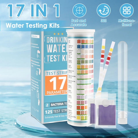 Aquarium Water Test Strips Kit 5-17 in 1 for Freshwater & Saltwater - Carbonate, pH, Hardness (100/125 pcs)