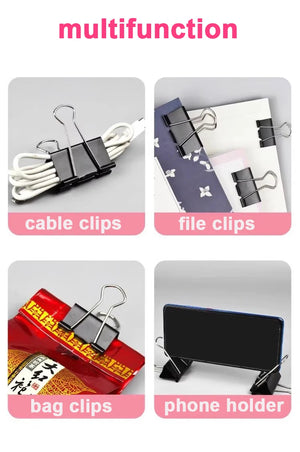 10 Pack Metal Binder Clips Assorted Sizes for Paper, Documents, Photos, Office and School Organization