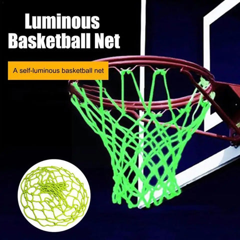 Glow-in-the-Dark Basketball Net for Outdoor Night Play, Fluorescent Green Hoop