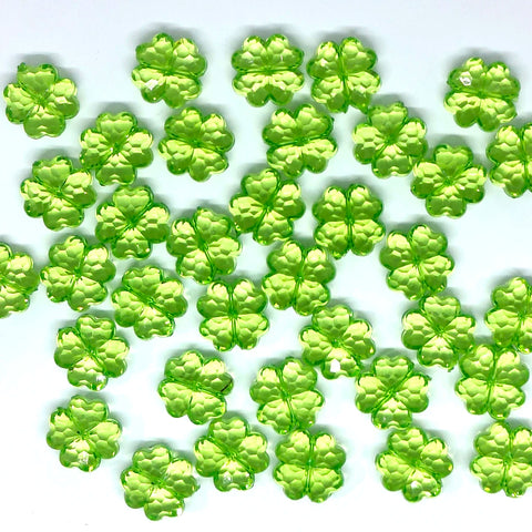 20pcs 13mm Green Four-Leaf Clover Acrylic Beads for Jewelry Making: Phone Chains, Necklaces, Bracelets