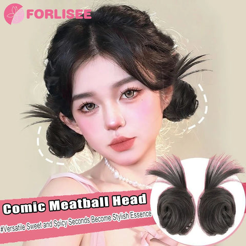 Fluffy Synthetic Wig Hair Accessories for Women – Meatballs, Chicken Feather, Shuttlecock Style