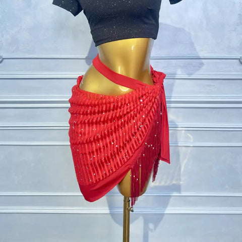 Belly Dance Sequin Hip Scarf Skirt for Women - Triangle Belt Performance and Practice Wear