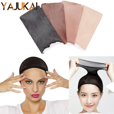 Black Hairnets for Wig Install - Mesh Weaving Elastic Cap, Brown, 1pc