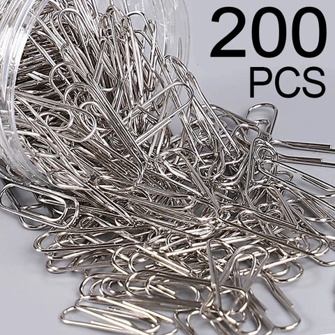 Bulk Metal Paper Clips Set - 50/100/200pcs Binding, Anti-Lost, Bookmark for Home Office Storage, Planner Marking Supplies