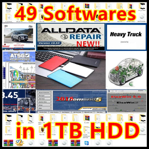 2024 Auto Repair Software 49-in-1: Alldata 10.53v, Mit-chell Od5, Vivid Workshop, Elsa-win on 1TB HDD USB 3.0