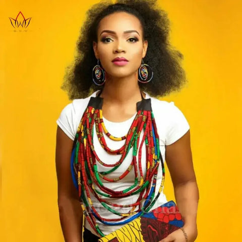 African Print Multistrand Necklace, Wax Jewelry, Ankara Rope, Traditional African Necklace