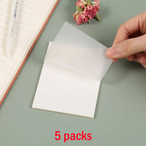 100 Sheets Clear Sticky Notes Pads Transparent Notepad School Office Stationery Paper