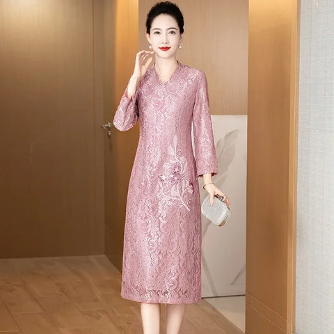Elegant Chinese Cheongsam Evening Dress for Women - Wedding, Banquet, Prom Gowns 2024