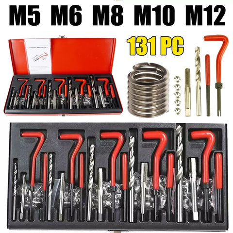 Comprehensive Thread Repair Kit, 88-131pcs - M3-M14 Screw Inserts & Drill Tool Set for Damaged Threads