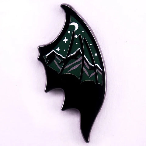 Dragon Wing Enamel Pin Moon Star Mountain Badge Acotar Book Jewelry