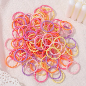 100pcs 2cm Colorful Hair-Safe Elastic Rubber Bands for Toddlers Baby Scrunchies Set