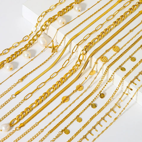 2024 Summer Gold Anklets Stainless Steel Layered Link Chain Feet Jewelry Accessory