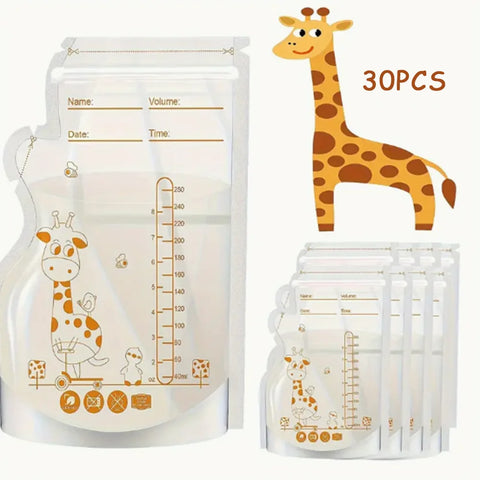 30/60 Pack 250ml BPA-Free Milk Storage Bags for Breast Milk & Baby Food Freezing
