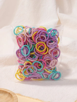 100pcs 2cm Colorful Hair-Safe Elastic Rubber Bands for Toddlers Baby Scrunchies Set